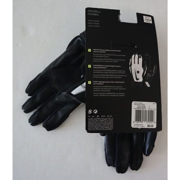 Nike N.FG.22.118.SL Unisex Youth Sz Small White/Black D-Tack 6.0 FG Gloves - Picture 3 of 5